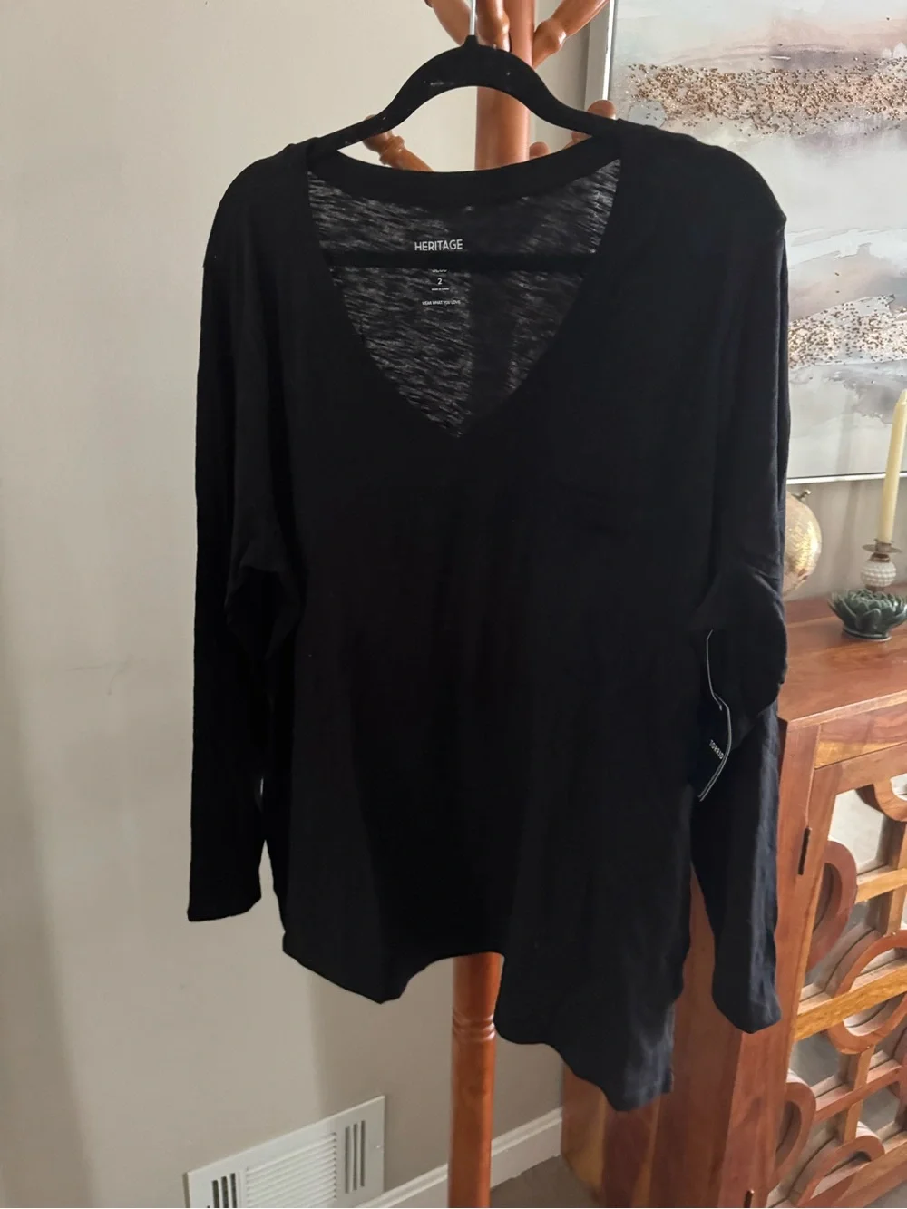 NWT Torrid Heritage Slub Jersey Long Sleeve Top Shirt Tee v Neck Size 2 - Picture 2 of 7
